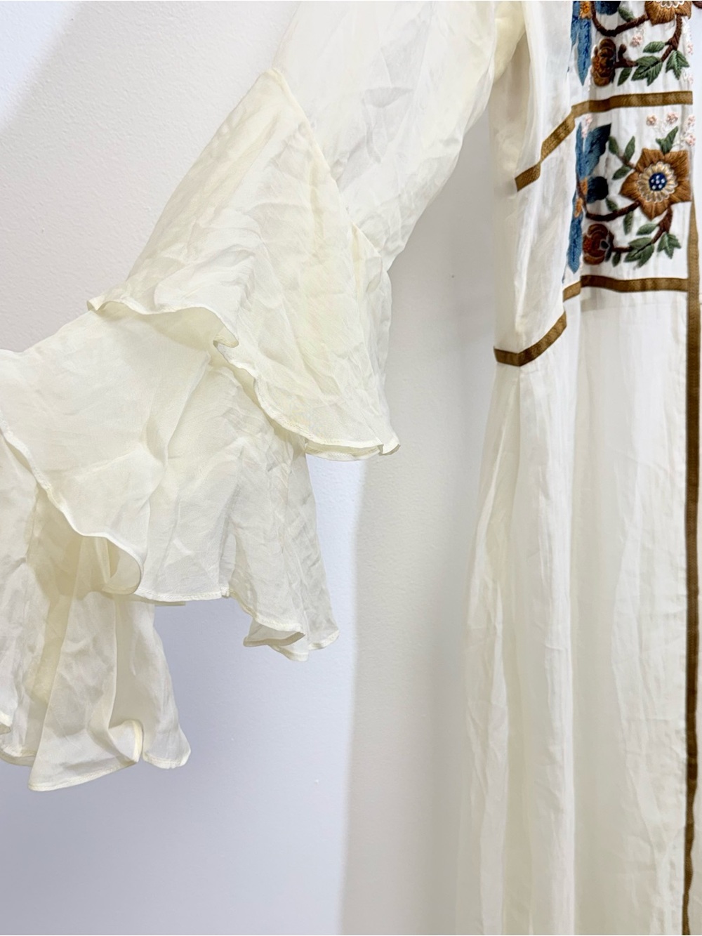 Anthropologie Pinnacle Shruti Sancheti Silk Floral Embroidered Duster Medium - Picture 4 of 16